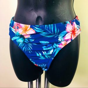 JOYARIA NWT Royal blue and teal floral print bikini bottoms. SIZE:12